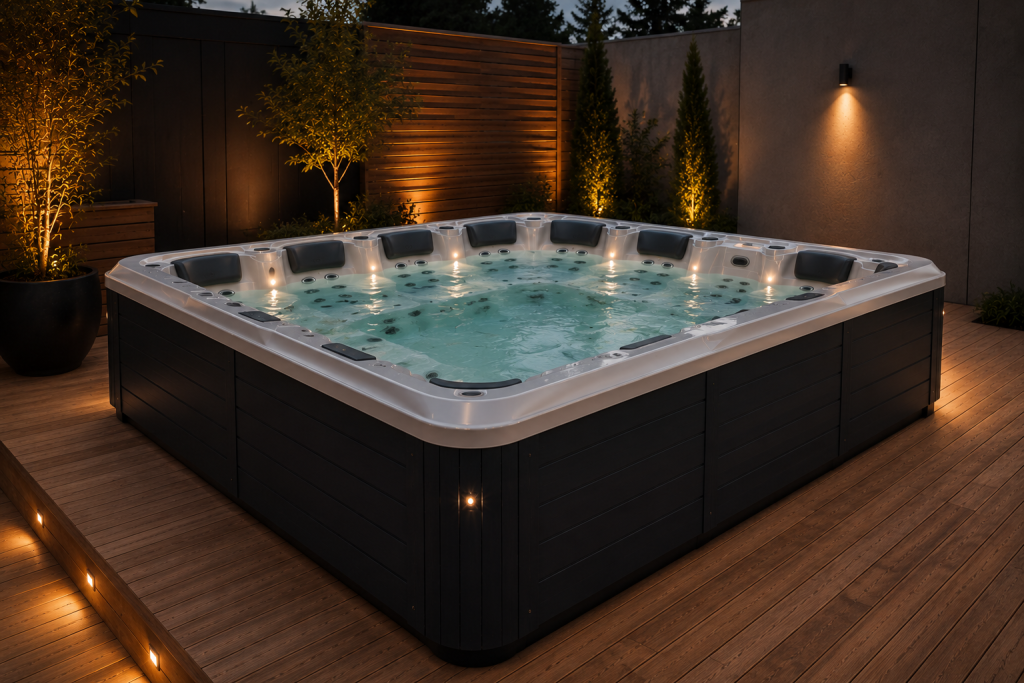 Large premium hot tub designed for entertaining and gatherings